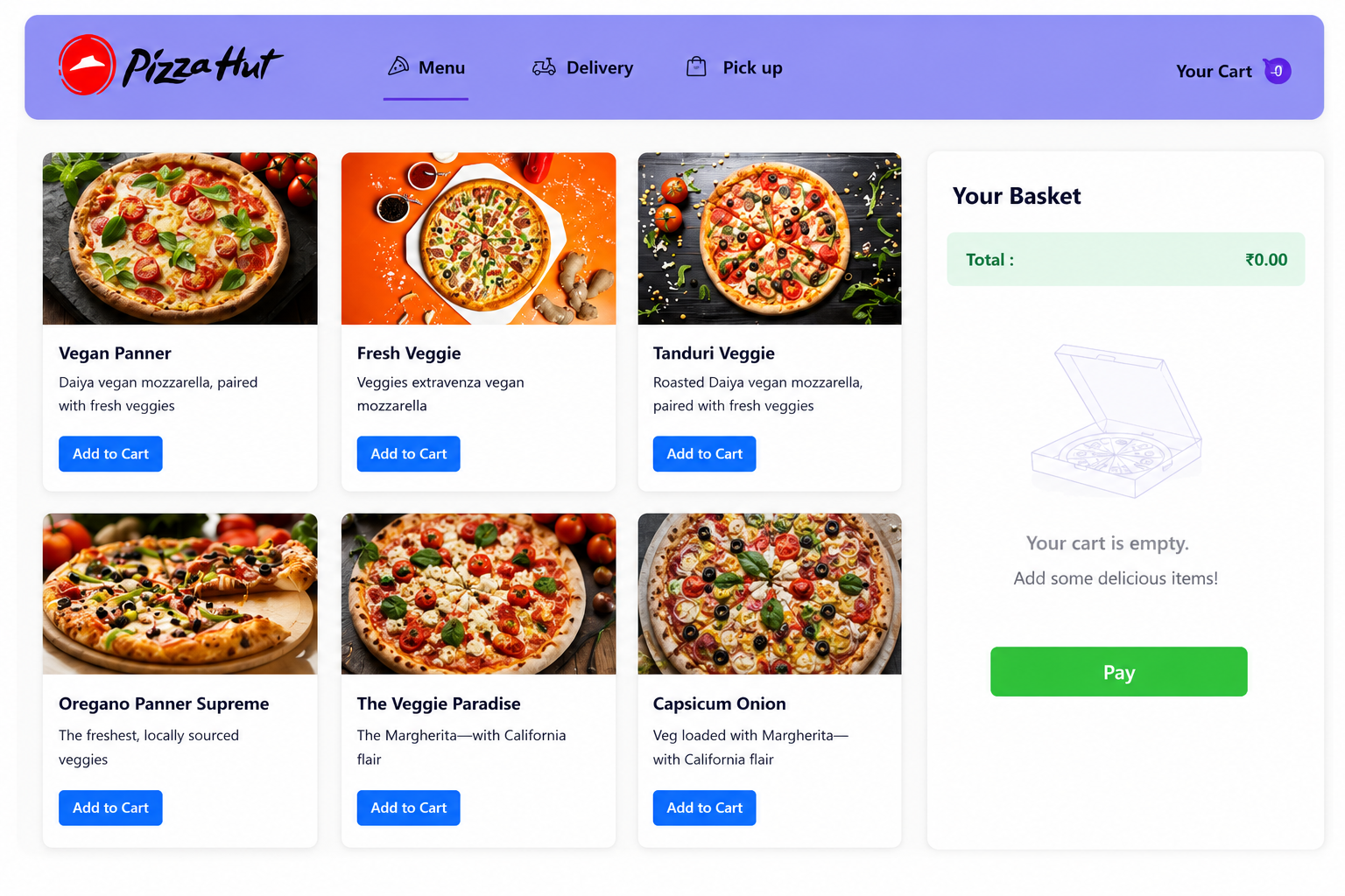 Pizza Hut UI clone